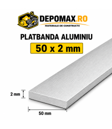 Platbanda aluminiu 50 x 2 mm, 6 metri (EN-AW 6060)